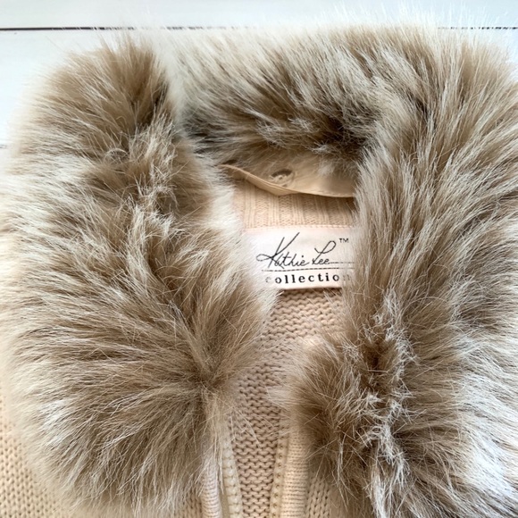 Kathie Lee Collection zipper sweater fur collar S - Picture 7 of 7